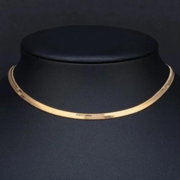 “18” GOLD HERRINGBONE SNAKE LINK CHAIN NECKLACE, NICE NECKLACE, CUTE NECKLACE - Picture 5 of 7